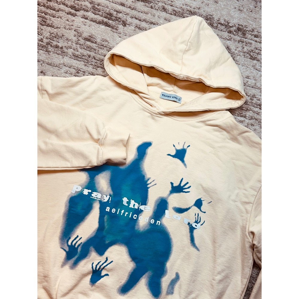 Aelfric Eden Hoodie Unisex S Cream Pray The Lord Graphic Streetwear Pullover